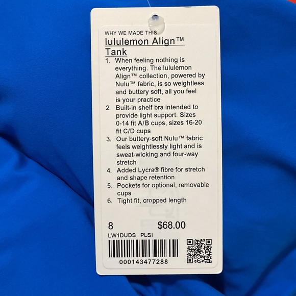 NWT Lululemon Align Tank Poolside - Picture 5 of 8